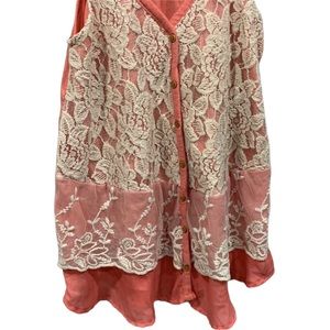 Rewind Halter V Neck Boho Tank Top Lace Button Detail Size Small